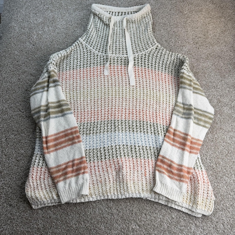 Tribal Sweater Womens XL Multicolor Striped Turtleneck Waffle Knit Pullover